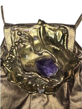 Vintage Copa Collection 1970s Brutalist Bronze Metallic Leather Handbag Artisana